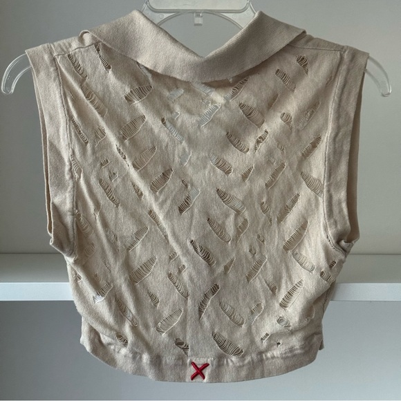 PCFG Cropped Ripped Knit Top in Fog - Picture 7 of 9
